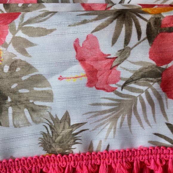 Pink Hibiscus Pineapples Fabric Shower Curtain - Picture 5 of 9